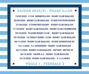 Rugby-F.2 calendrier La Baule Aller.