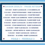 calendrier retour La Baule F2 rugby